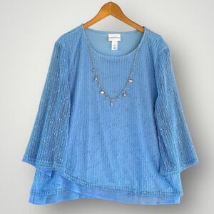 🎉5 for $45🎉 Alfred Dunner top blouse shirt size XL blue